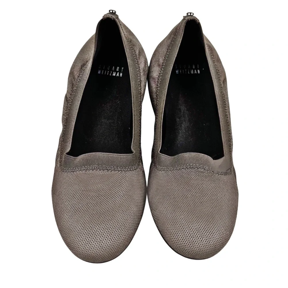 Stuart Weitzman Dark Taupe Textile Travel Ballet Flats Size 8.5 W